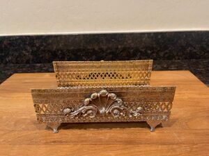 Hollywood Regency Style Gold Filigree Tissue/Napkin Holder